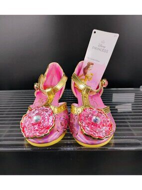 Disney Princess Belle Signature Shoes Gold & Pink Dress-Up Size 3+